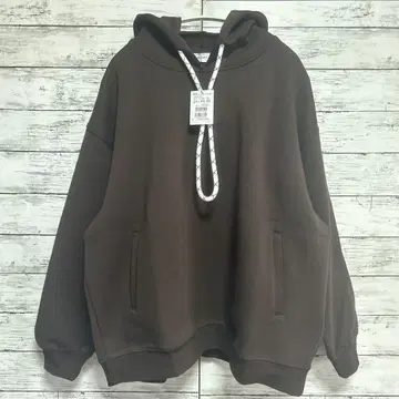 MEDOC 브라운 후드 부착 후드티 M 자수