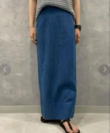MACPHEE 데님 타이트 스커트 슬릿