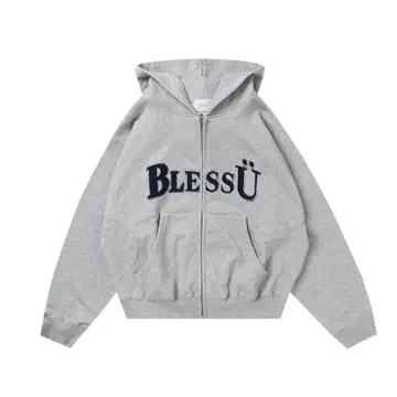 BlessU 그레이 풀 집업 후드티