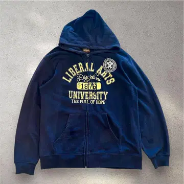 vintage 집업 후드티 네이비 후드 부착 가을/겨울 프린트