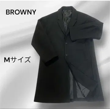 새상품급 BROWNY 브라우니 울 혼방 M 체스터 코트 블랙