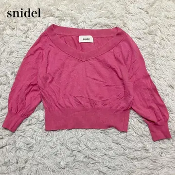 snidel 핑크 니트 브이넥 상의 스나이델 캐주얼 무지