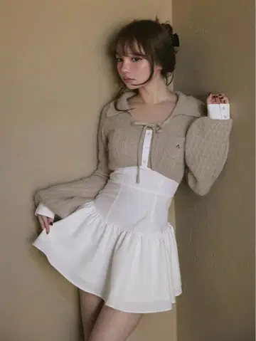 andmary Tess blouse mini dress
