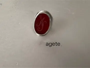 아가트 agete 오벌 반지 빨간색 카보숑컷