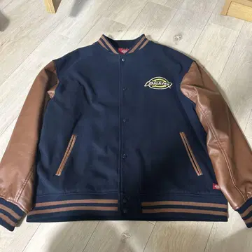 Dickies 바시티 자켓 네이비/브라운