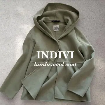 [ 고급 소재 ] INDIVI 해밀턴 라무스울 숏코트 그린 36