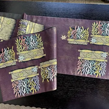 보라색 니시진 타카시마 직물 금제 육통 무늬 후쿠로 오비 숄 옥초 문