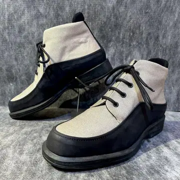 Bally 레이스업 부츠 가죽 x 캔버스 81/2D 아이보리