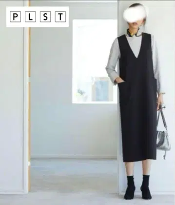 새상품급 PLST 플라스테 웜 리저브 오버롤 스커트 S 블랙