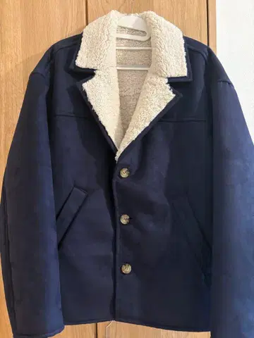 ZARA 네이비 플리스 자켓 보아 카라 부착