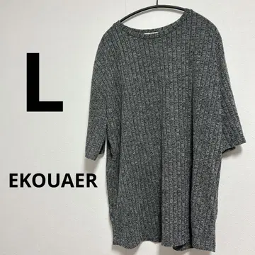 EKOUAER 그레이 리브 니트 여성용 L