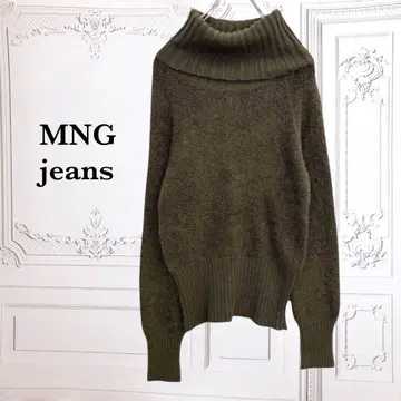 [망고] 니트 스웨터 하이넥 [F] 그린 카키 터틀 울 혼방
