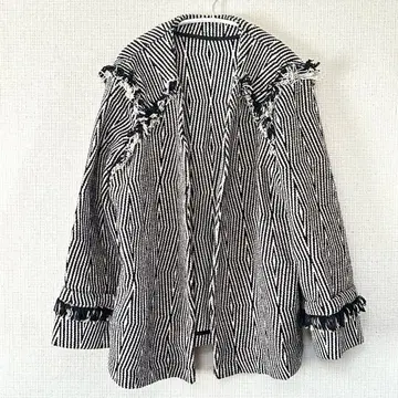 H&M/프린지 자켓/블랙&내추럴 화이트/빅 사이즈