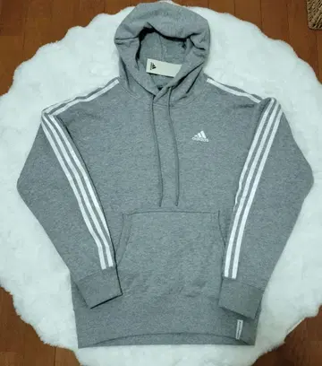 adidas 그레이 3 라인 후드티 S 사이즈