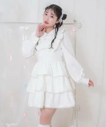 Honey Cinnamon 리본 포함 도트 튤 원피스