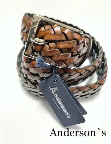 택 포함 새상품 앤더슨 앤티크풍 브라운 가죽 메쉬 벨트
