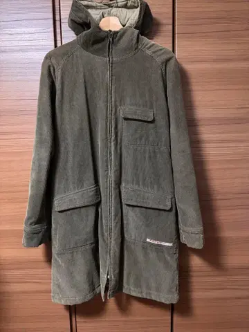 [ROXY] 코듀로이 롱 코트 후드 부착 올리브