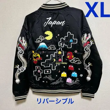 새상품 XL 팩맨 스카잔 블랙 자수 리버서블