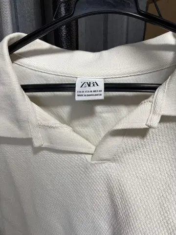 ZARA 화이트 메쉬 피케 셔츠 반팔