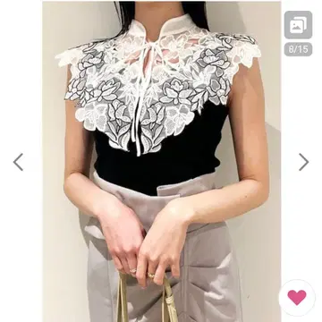 SNIDEL 레이스 칼라 슬리브리스 니트