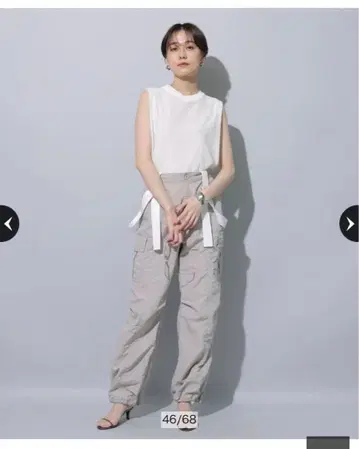 아르페쥬 스토리 서스펜더 파라슈트 팬츠 그레이지