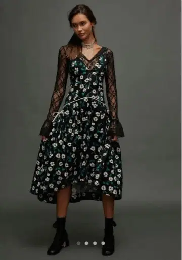 알로하 걸리시 꽃무늬 웨딩 하이웨스트 절개 개더 프리 피플 해외