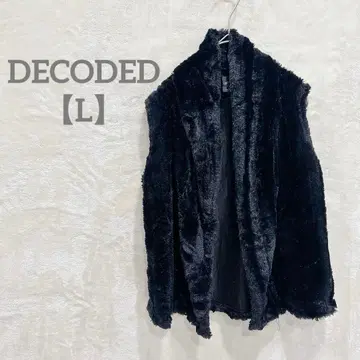 익명 배송 DECODED [ L ] 퍼 베스트 슬리브리스 블랙