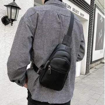 숄더백 메신저 블랙 대용량 천연 가죽 캐주얼 가슴