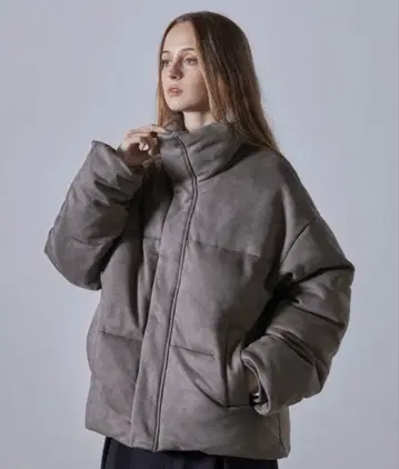 CLEL 볼륨 하이넥 숏 패딩 자켓 모카