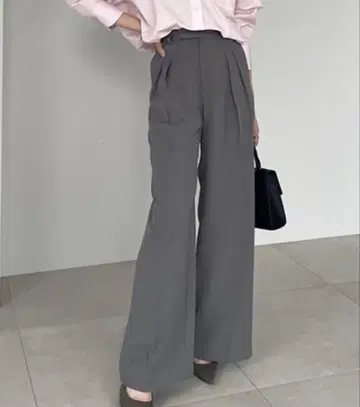 anuans 투 턱 와이드 팬츠