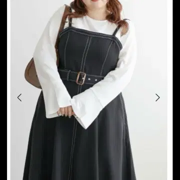 clette 배색 스티치 플레어 원피스 3L