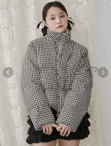 메리제니 체크 무늬 다운 자켓