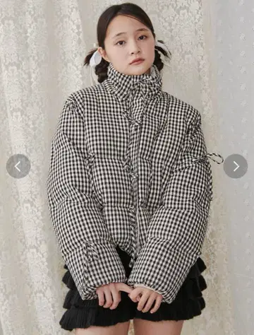 메리제니 체크 무늬 다운 자켓