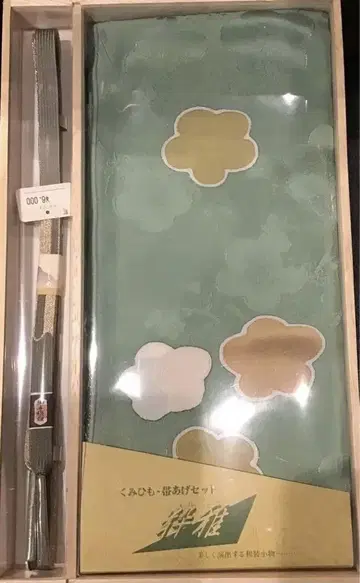 그린 컬러 꽃무늬 오비 장식 천, 허리띠 포함