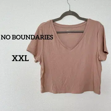 해외 구제 의류 NO BOUNDARIES [XXL] V넥 크롭 T셔츠