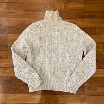 빈티지 아란 니트 하이넥