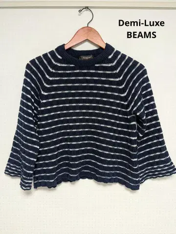 Demi-Luxe BEAMS 보더 래글런 크롭 니트 프리 사이즈