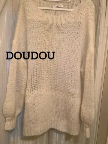 DouDou 오버 사이즈 화이트 니트 스웨터 F 사이즈
