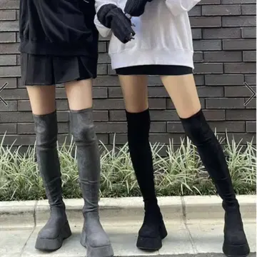 EMODA 로우힐 핏 롱 부츠 블랙 S 사이즈