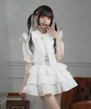 Pal elfy 부풀어 오른 자카드 티어드 원피스