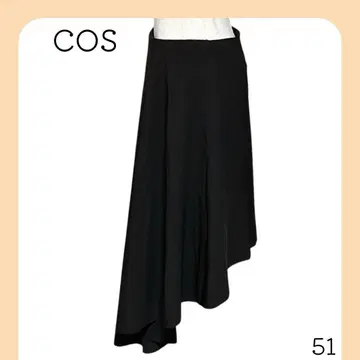 COS 코스 드레이프 비대칭 미디 스커트 블랙