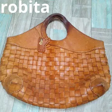 robita 로비타 카멜 가죽 메쉬 토트백 참