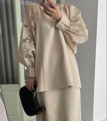 flower organdy volume sleeve tops