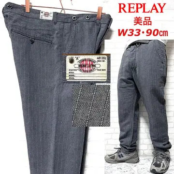 새상품급 REPLAY 린넨 면린넨 스트라이프 워크 팬츠 치노 팬츠