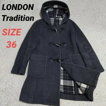 LONDON Tradition 여성용 더플 코트 그레이 체크