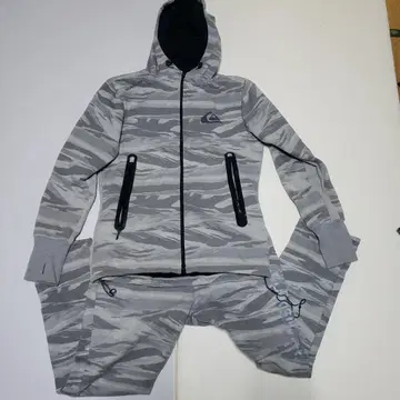 Quiksilver 카모 패턴 상하의 속기모 풀 집업 후드티 M