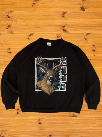 90's 'White Tail Deer' Print Sweat XL