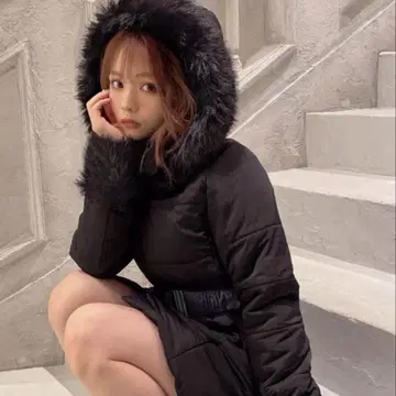 GRL 벨트 포함 퍼 다운 코트 kd13