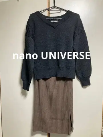 [ nano UNIVERSE ] 블랙 니트 x 리브 타이트 스커트 셋업