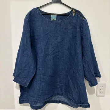 데님풍 반소매 셔츠 XXL